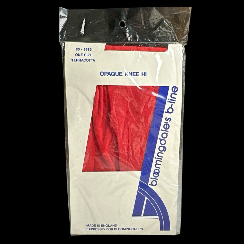 Vintage Bloomingdales B-Line - Terracotta - Opaque Knee Hi - One Size - Red NOS
